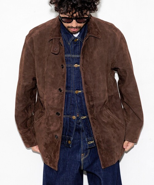 本革 Goat Leather スエード カーコート/ハーフコート ブルゾン セール】Goat Leather スエード カーコート/ハーフコート（ブルゾン