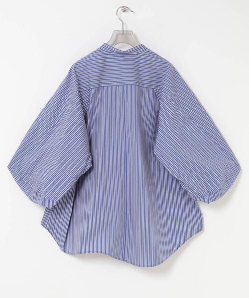 セール】イレギュラーヘムスタンドカラー7分袖ブラウス（シャツ