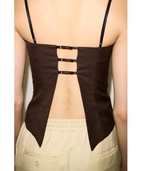 THROW by SLY（スローバイスライ）の「THROW BACK OPEN BUSTIER バックオープン ビスチェ 秋服 冬服（キャミソール・レディース・ブラウン/ブラック・FREE）」の16枚目の写真
