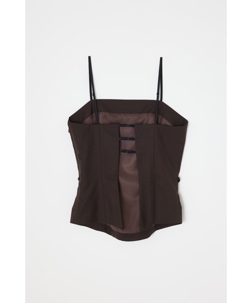 THROW by SLY（スローバイスライ）の「THROW BACK OPEN BUSTIER バックオープン ビスチェ 秋服 冬服（キャミソール・レディース・ブラウン/ブラック・FREE）」の4枚目の写真