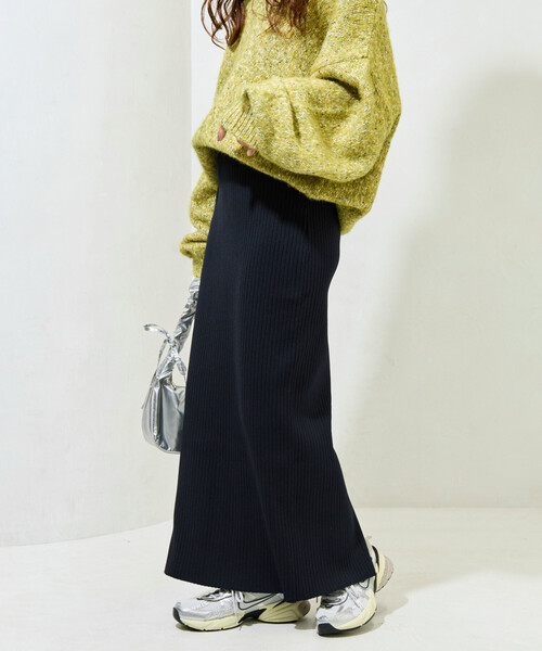 お値下げ　ふわっとニット✖プリーツ　スカート　マキシ丈　ウエストゴム　3色展開 セール】限定展開 ウォッシャブル ニット スカート(セットアップ対応