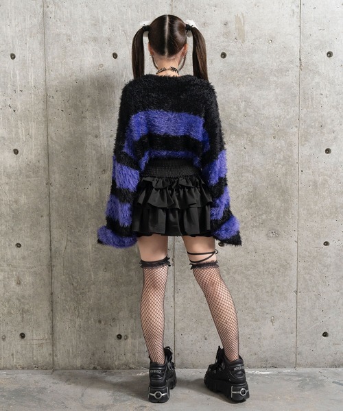 Amilige（アミリージュ）の「ワッペン付き短丈シャギーニット（ニット