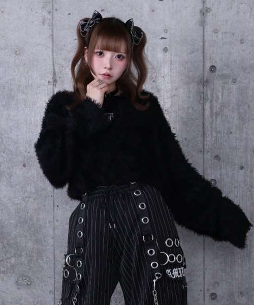 セール】ワッペン付き短丈シャギーニット（ニット/セーター）｜Amilige