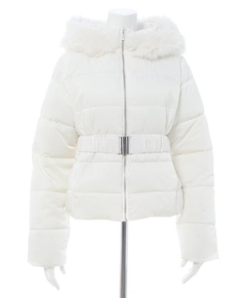 INGNI（イング）の「ショート丈ファーフード付ウエストベルトエコダウンコート（ダウンジャケット/コート・レディース・オフホワイト/ブラック・M）」の14枚目の写真