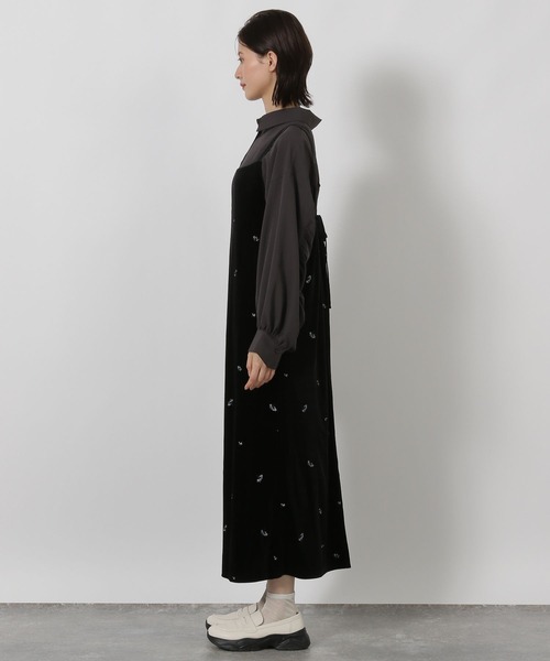 LAKOLE(ラコレ)の「ベロア刺繍キャミワンピース / 595081(ワンピース・レディース・ブラック/オレンジ・FREE)」の8枚目の写真