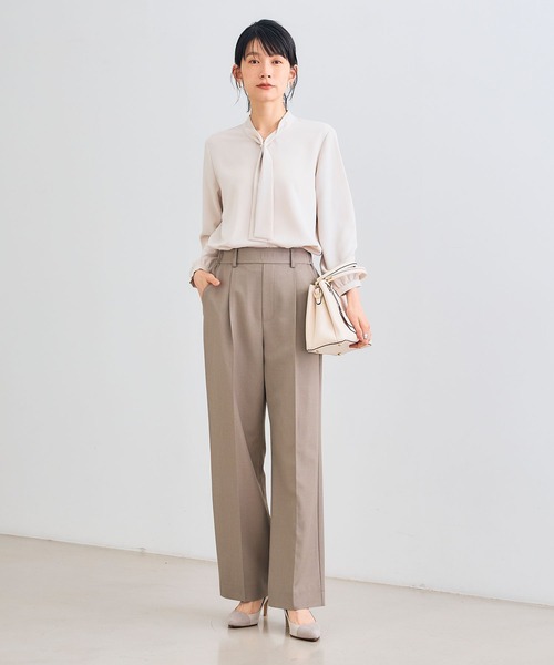 CROSS FUNCTION（クロスファンクション）の「《シワになりにくい》シルキーサテンパールボウタイブラウス【CROSS FUNCTION/クロスファンクション】（シャツ/ブラウス・レディース・ライトベージュ/オフホワイト・M/L/LL）」の22枚目の写真