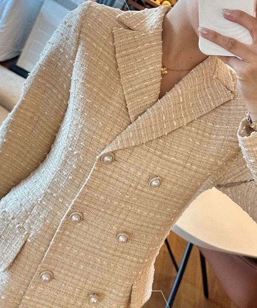 FREE STYLISTS(フリー スタイリスト)の「YUGA_YGMC Tweed double-button dress(ワンピース・レディース・ベージュ/ブラック/ホワイト・S/M)」の19枚目の写真
