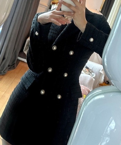 FREE STYLISTS(フリー スタイリスト)の「YUGA_YGMC Tweed double-button dress(ワンピース・レディース・ベージュ/ブラック/ホワイト・S/M)」の13枚目の写真