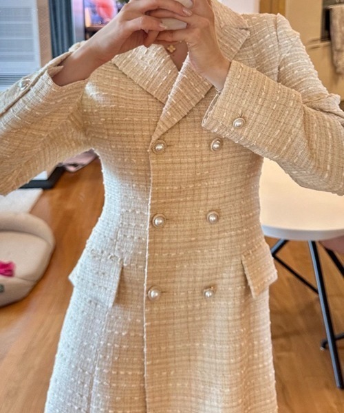 FREE STYLISTS(フリー スタイリスト)の「YUGA_YGMC Tweed double-button dress(ワンピース・レディース・ベージュ/ブラック/ホワイト・S/M)」の21枚目の写真