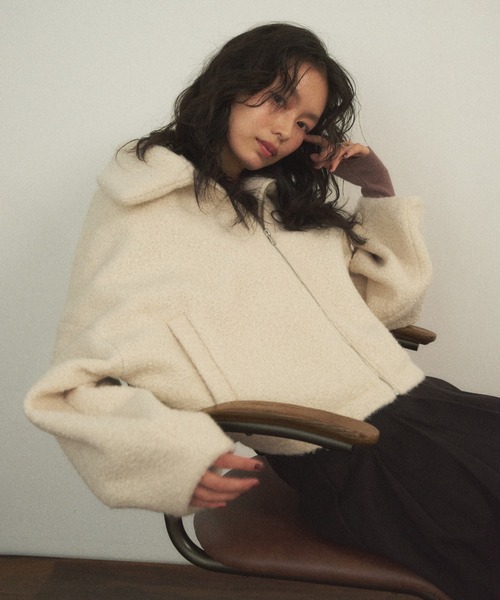 Shelly island(シェリーアイランド)の「ボアZIPブルゾン(ブルゾン・レディース・ブラック/ホワイト/ブラウン・FREE)」の2枚目の写真