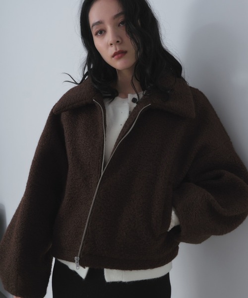 Shelly island(シェリーアイランド)の「ボアZIPブルゾン(ブルゾン・レディース・ブラック/ホワイト/ブラウン・FREE)」の14枚目の写真
