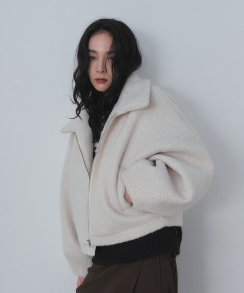 Shelly island(シェリーアイランド)の「ボアZIPブルゾン(ブルゾン・レディース・ブラック/ホワイト/ブラウン・FREE)」の4枚目の写真