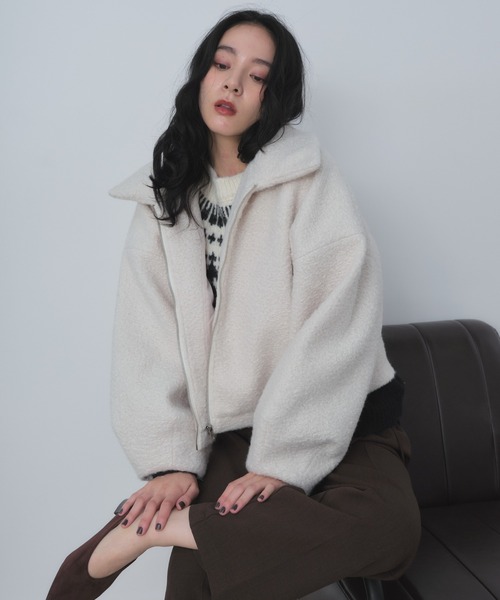 Shelly island(シェリーアイランド)の「ボアZIPブルゾン(ブルゾン・レディース・ブラック/ホワイト/ブラウン・FREE)」の5枚目の写真