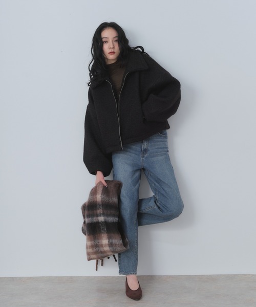 Shelly island(シェリーアイランド)の「ボアZIPブルゾン(ブルゾン・レディース・ブラック/ホワイト/ブラウン・FREE)」の21枚目の写真