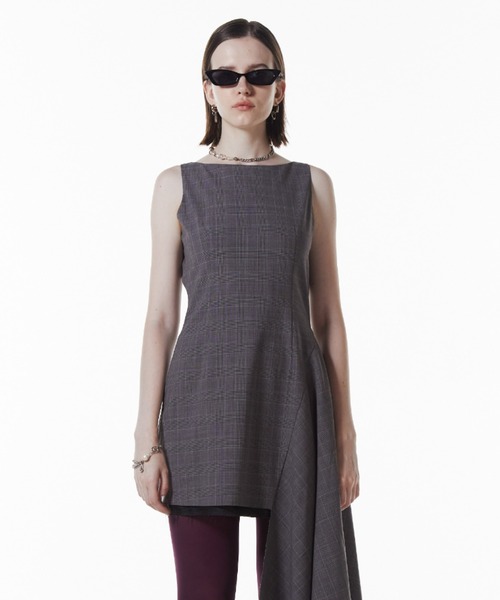 JOSE MOON(ジョゼムーン)の「ASYMMETRY MINI DRESS/アシンメトリーミニドレス(ワンピース・レディース・ブラック/その他/グレー・36/38)」の4枚目の写真