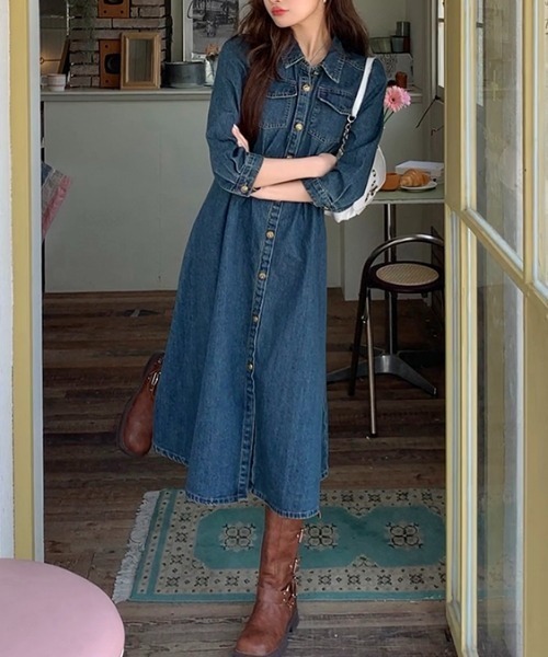 FAVORITO(ファヴォリート)の「デニムワンピース(ワンピース・レディース・ブルー・XL/L/M/S)」の5枚目の写真