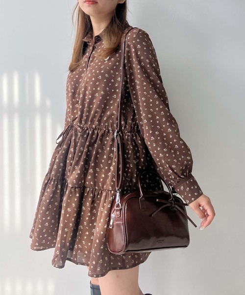 AS KNOW AS plus（アズノゥアズプラス）の「♪ウエストリボン ティアードチュニック（チュニック・レディース・ブラック系/ブラウン系/ブラック・FREE）」の7枚目の写真