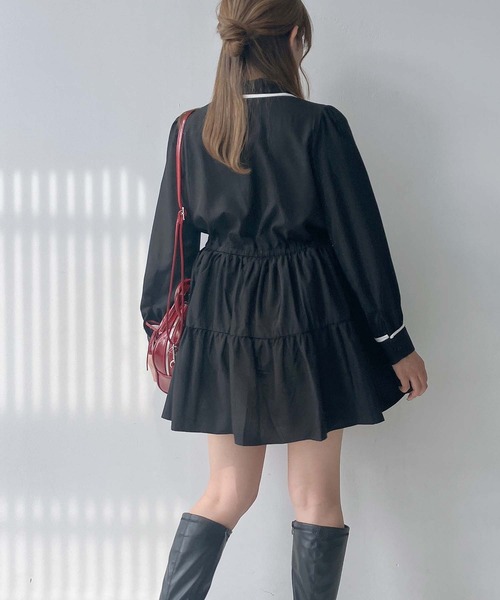 AS KNOW AS plus（アズノゥアズプラス）の「♪ウエストリボン ティアードチュニック（チュニック・レディース・ブラック系/ブラウン系/ブラック・FREE）」の12枚目の写真