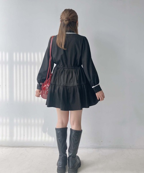 AS KNOW AS plus（アズノゥアズプラス）の「♪ウエストリボン ティアードチュニック（チュニック・レディース・ブラック系/ブラウン系/ブラック・FREE）」の10枚目の写真