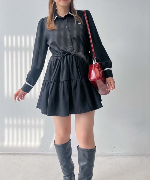 AS KNOW AS plus（アズノゥアズプラス）の「♪ウエストリボン ティアードチュニック（チュニック・レディース・ブラック系/ブラウン系/ブラック・FREE）」の15枚目の写真