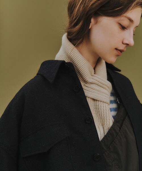 BEAMS BOY（ビームスボーイ）の「ショート ヘリンボーン CPO ジャケット（ブルゾン・レディース・ブラウン/ネイビー・ONE SIZE）」の13枚目の写真