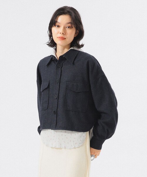 BEAMS BOY（ビームスボーイ）の「ショート ヘリンボーン CPO ジャケット（ブルゾン・レディース・ブラウン/ネイビー・ONE SIZE）」の9枚目の写真