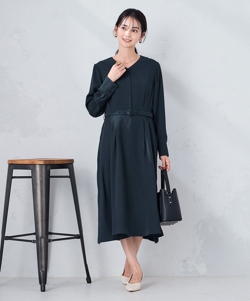 a.v.v(アーヴェヴェ)の「【洗える】ウエストタックワンピース(ワンピース・レディース・ベージュ/ネイビー・38/40/36)」の18枚目の写真