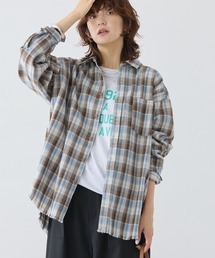 フリンジヘム起毛チェックシャツ