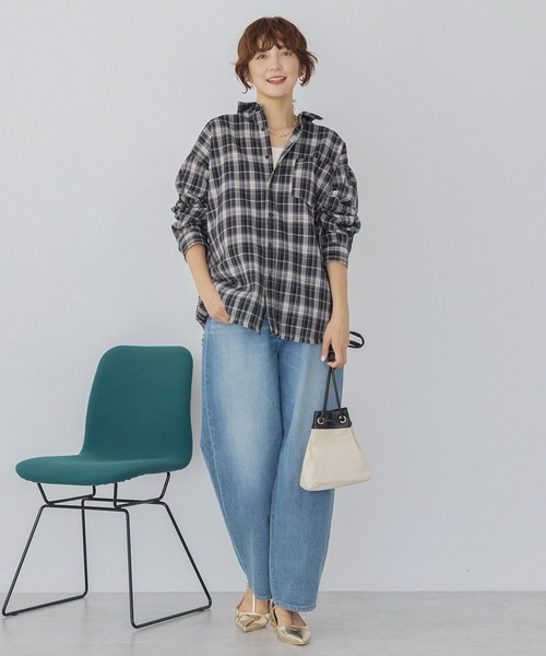 セール】フリンジヘム起毛チェックシャツ（シャツ/ブラウス