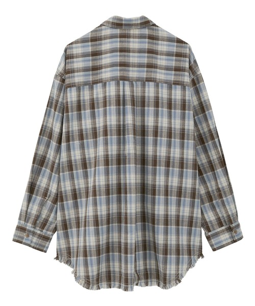 セール】フリンジヘム起毛チェックシャツ（シャツ/ブラウス