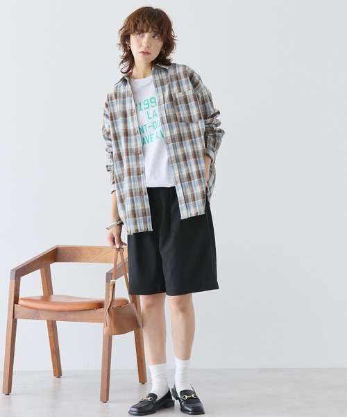 AMERICAN HOLIC(アメリカンホリック)の「フリンジヘム起毛チェックシャツ(シャツ/ブラウス・レディース・ブルー系その他3/ブラック系その他3・L/M)」の16枚目の写真