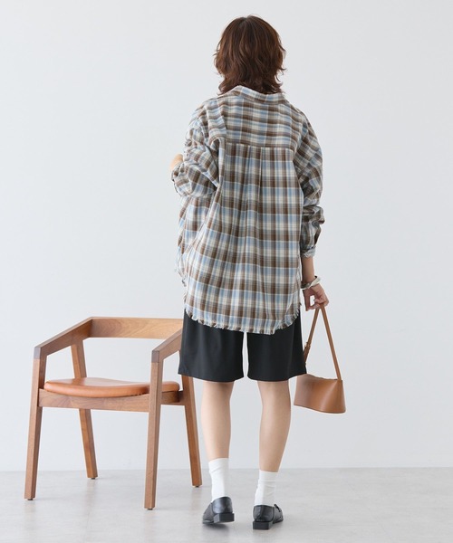 AMERICAN HOLIC(アメリカンホリック)の「フリンジヘム起毛チェックシャツ(シャツ/ブラウス・レディース・ブルー系その他3/ブラック系その他3・L/M)」の14枚目の写真