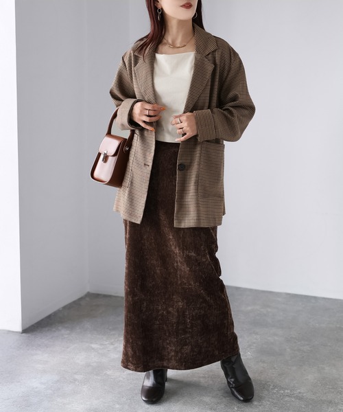 Riberry（リベリー）の「ベロアナローロングスカート（スカート・レディース・アイボリー/ブラウン/チャコールグレー/ブラック・MEDIUM）」の6枚目の写真