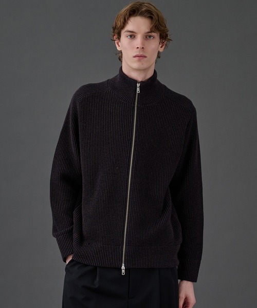 新作》ウールリブジップドライバーズニット ｜ストレッチ性/防寒/冬服