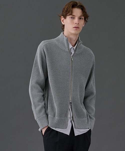 新作》ウールリブジップドライバーズニット ｜ストレッチ性/防寒/冬服