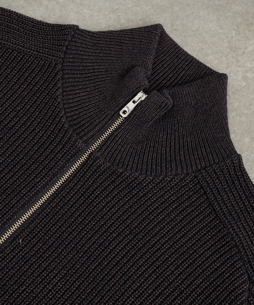残りわずか》ウールリブジップドライバーズニット ｜ストレッチ性/防寒