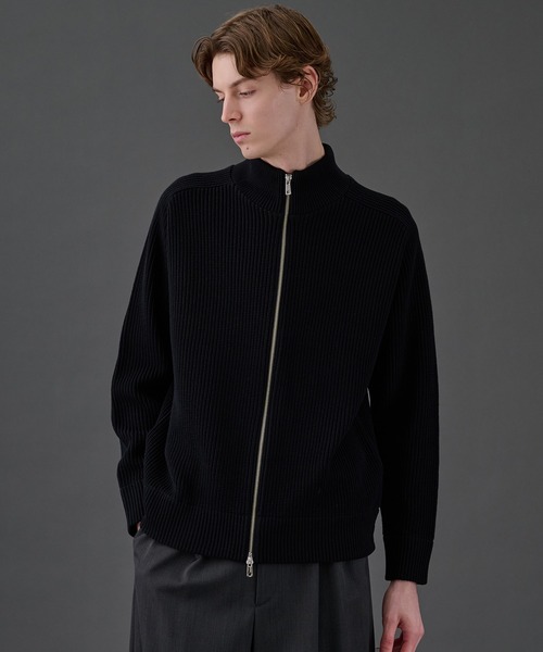 新作》ウールリブジップドライバーズニット ｜ストレッチ性/防寒/冬服