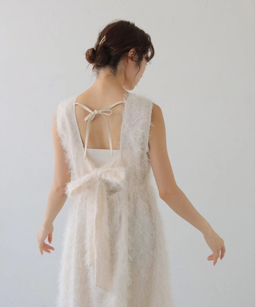 CLEIO（クレイオ）の「【CLEIO】バックリボンフリンジワンピース BACK RIBBON FRINGE DRESS/980-14614（ワンピース・レディース・アイボリー/ブラック・FREE）」の5枚目の写真