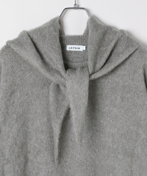 LEPSIM（レプシィム）の「5ゲージスカーフセットプルオーバー　603982（ニット/セーター・レディース・ダークブラウン/チャコールグレー/グレー・FREE）」の5枚目の写真