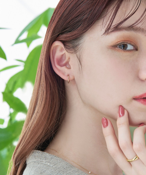 K10】ディアフープピアス ローズゴールド/BOX付き（ピアス（両耳用