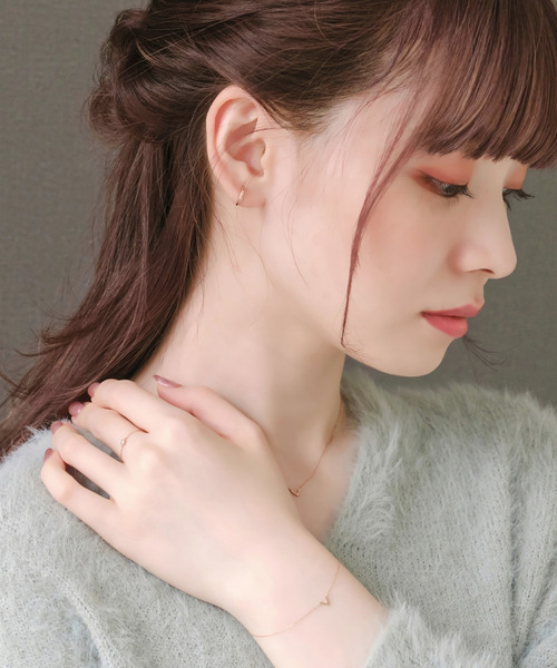 K10】ディアフープピアス ローズゴールド/BOX付き（ピアス（両耳用