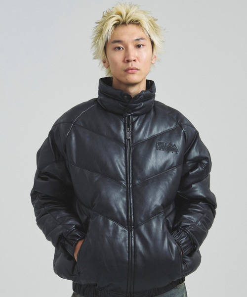 FIRST DOWN(ファーストダウン)の「FDU/RITZ- PU Leather V-Down JKT SMU(その他アウター・メンズ・ブラック・M/L/XL)」の2枚目の写真