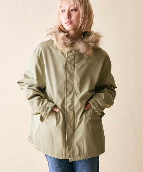 rehacer(レアセル)の「rehacer : Liner Shorty Mods Coat / ライナー ショーティー モッズコート(モッズコート・レディース・カーキ/ネイビー・SMALL)」の4枚目の写真