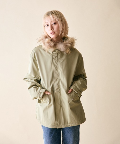 rehacer(レアセル)の「rehacer : Liner Shorty Mods Coat / ライナー ショーティー モッズコート(モッズコート・レディース・カーキ/ネイビー・SMALL)」の5枚目の写真