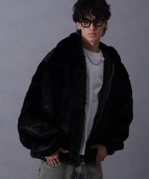 セール】【FUBU/フブ】 Faux Far Hooded Jacket / フォウ ファー
