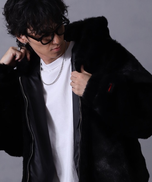セール】【FUBU/フブ】 Faux Far Hooded Jacket / フォウ ファー