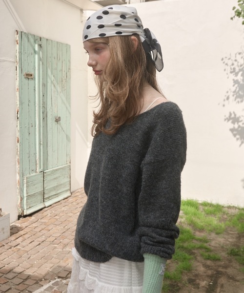 Birthday room(バースデイルーム)の「Vネックタイ付きニット/V-neck tie knit(ニット/セーター・レディース・ダークグレー/アイボリー・FREE)」の20枚目の写真