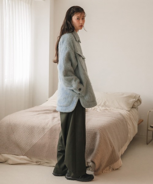 HEILIS（ヘイリス）の「【大人気！HIT ITEM！】【Hideka Original】シャギーCPOシャツジャケット / アウター ブルゾン シャギー カバーオール ミリタリー グレー ブルー サックス ブラック オーバーサイズ 韓国 シティガール ノームコア カジュアル シンプル 羽織り 秋服 春服 冬服 アウター 軽量（その他アウター・レディース・ブルー/グレー/ブラック・FREE）」の9枚目の写真