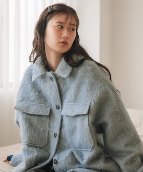 HEILIS（ヘイリス）の「【大人気！HIT ITEM！】【Hideka Original】シャギーCPOシャツジャケット / アウター ブルゾン シャギー カバーオール ミリタリー グレー ブルー サックス ブラック オーバーサイズ 韓国 シティガール ノームコア カジュアル シンプル 羽織り 秋服 春服 冬服 アウター 軽量（その他アウター・レディース・ブルー/グレー/ブラック・FREE）」の13枚目の写真