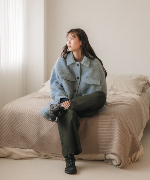 HEILIS（ヘイリス）の「【大人気！HIT ITEM！】【Hideka Original】シャギーCPOシャツジャケット / アウター ブルゾン シャギー カバーオール ミリタリー グレー ブルー サックス ブラック オーバーサイズ 韓国 シティガール ノームコア カジュアル シンプル 羽織り 秋服 春服 冬服 アウター 軽量（その他アウター・レディース・ブルー/グレー/ブラック・FREE）」の14枚目の写真